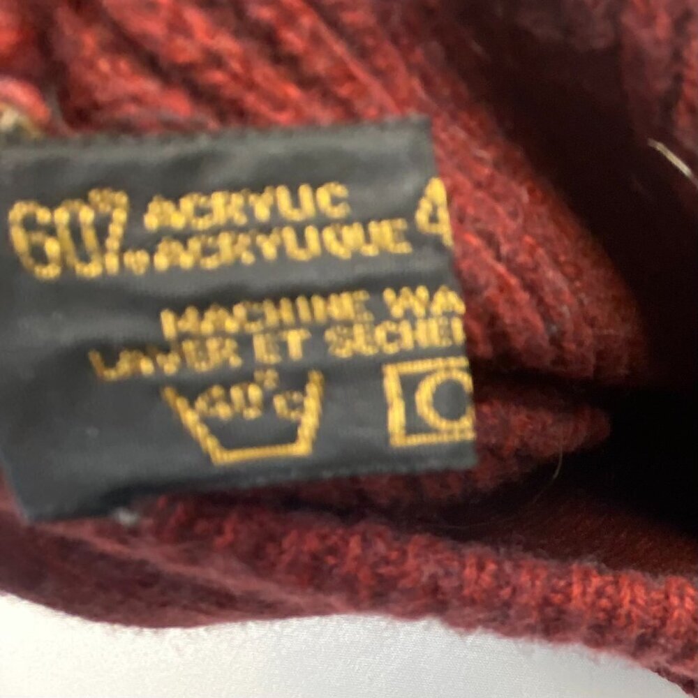 Vintage Ingo Sweater Wool Blend Classic V-Neck Long Sleeves Maroon Men’s Small - Picture 10 of 12